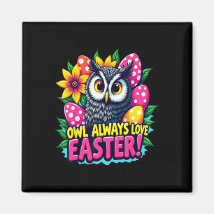 Aimant Hibou aime toujours Pâques Coloré Joyeuses Pâques
