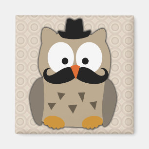 Aimant Hibou avec la moustache et le casquette