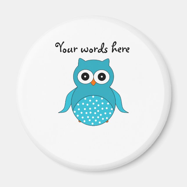 Aimant hibou bleu clair (Devant)