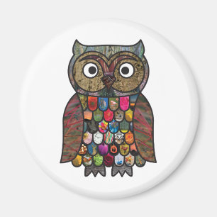 Aimant Hibou de patchwork