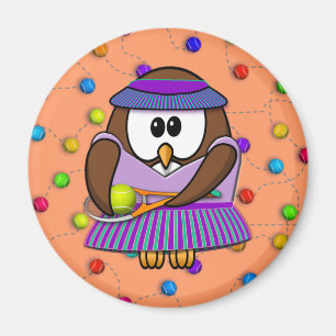 Aimant hibou de tennis - fille