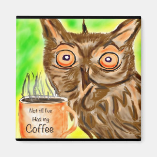 Aimant hibou du café du matin