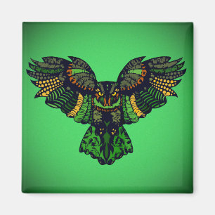 Aimant Hibou émeraude majestueux