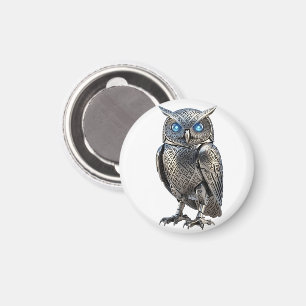Aimant Hibou mécanique celtique argent Steampunk