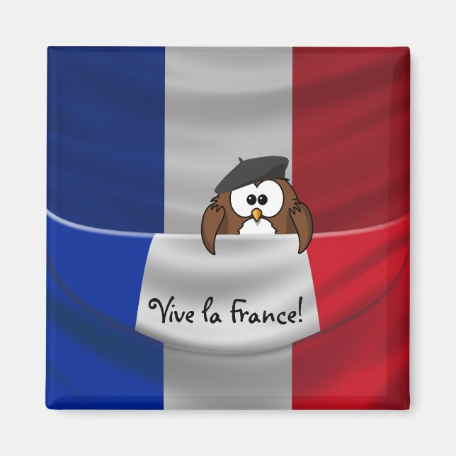 Aimant hibou Vive la France (Devant)