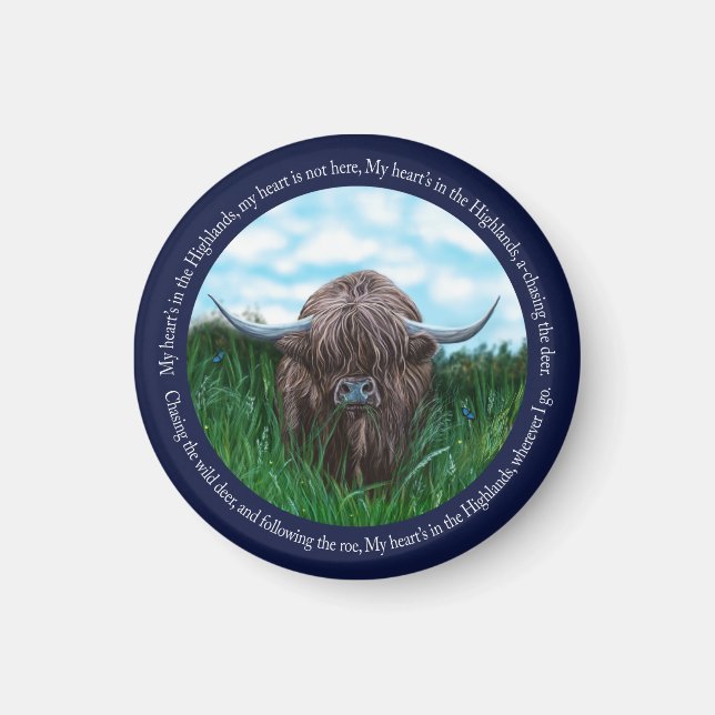 Aimant Highland Cow, My Heart's In The Highlands (Devant)