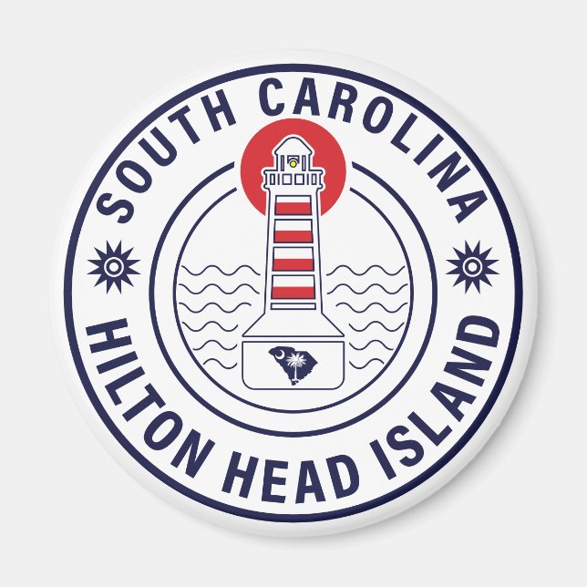 Aimant Hilton Head Island Lighthouse Retro Sunset (Devant)