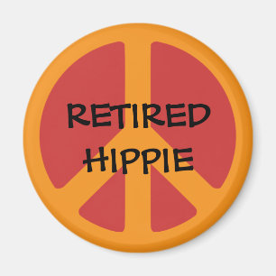 Aimant HIPPIE RETRAITÉE : Symbole de paix, Hippie retrait