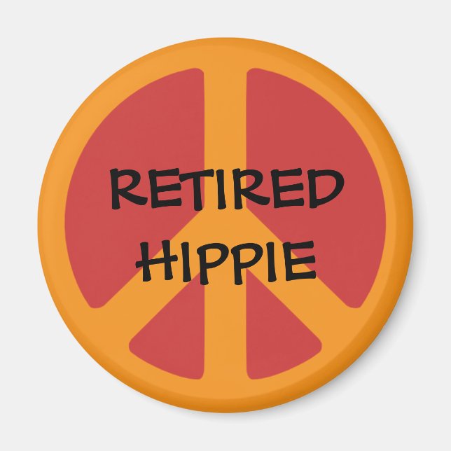Aimant HIPPIE RETRAITÉE : Symbole de paix, Hippie retrait (Devant)