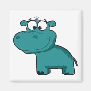 Aimant Hippo heureux bleu
