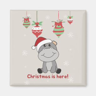 Aimant Hippo Joyeux Noël Animaux d'hiver Hippopotames Mag