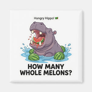 Aimant Hippopotame Affamé Pastèque