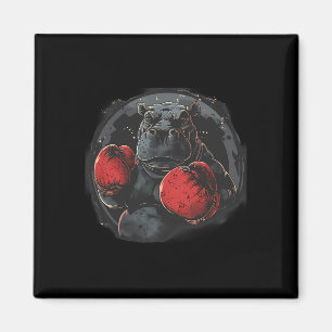 Aimant Hippopotame Boxeur Avec Gants De Boxe Kickboxing D