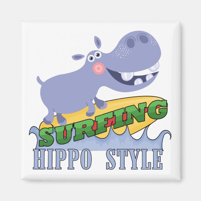 Aimant Hippopotame de surfer (Devant)