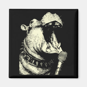Aimant Hippopotame Drôle Chantant Nge Animal Punk Rocker