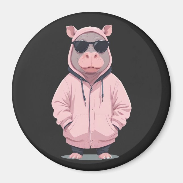 Aimant Hippopotamus porter Sweat - shirt à capuche drôle  (Devant)