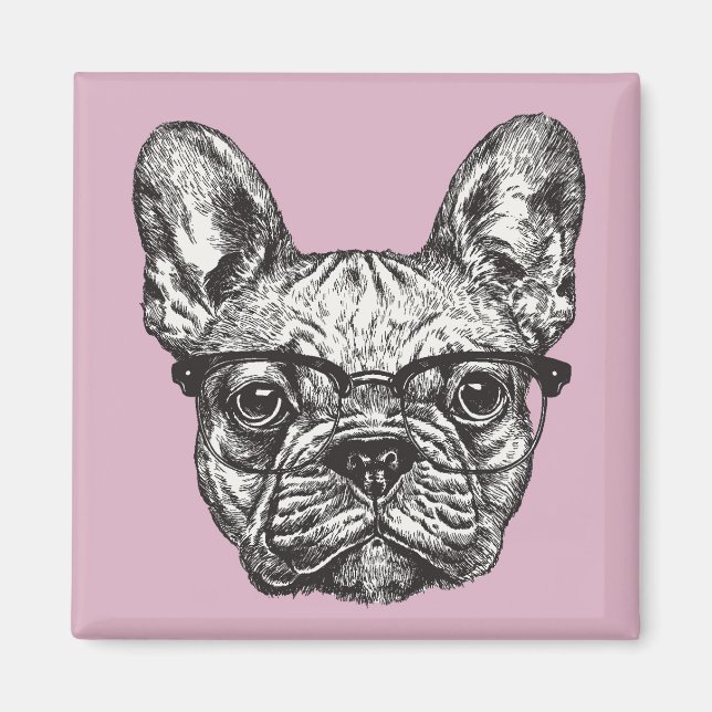 Aimant Hipster Bulldog (Devant)