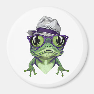 Aimant Hipster grenouille animal portant des lunettes et 