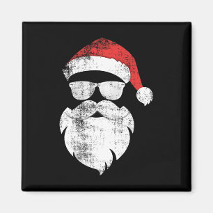Aimant Hiver Hiver Père Noël Visage Avec Barbe Casquette