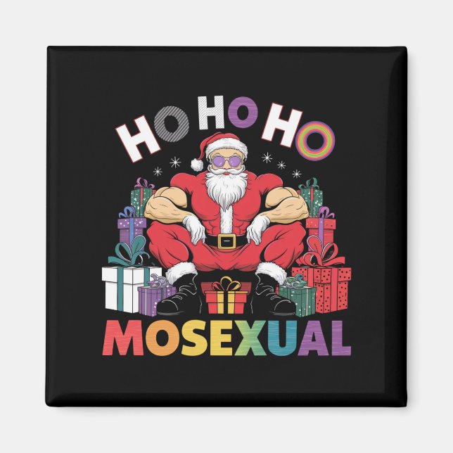 Aimant Ho Ho Ho Mosexué Gay Père Noël LGBT Gay pride Noël (Devant)