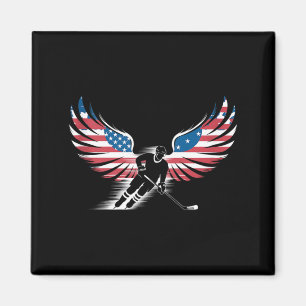 Aimant Hockey Drapeau Américain