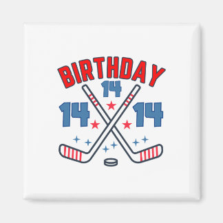 Aimant Hockey sur glace Quatorze Anniversaire Garçon 14e 
