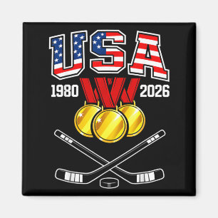 Aimant Hockey Vintage Usa Bâtons Croisés 1982 2026