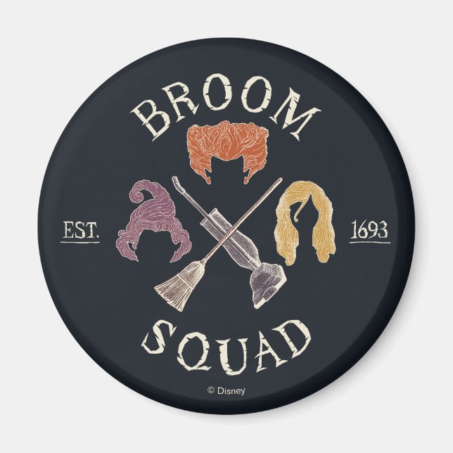Aimant Hocus Pocus Broom Squad Est. 1693 (Devant)