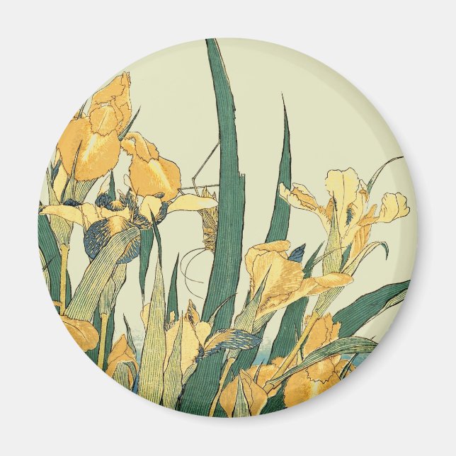Aimant Hokusai grasshopper et iris Japon (Devant)