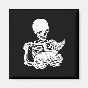 Aimant Holding Chat Funny Halloween Crâne Sphynx Chat