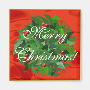 Aimant Holly Wreath Joyeux Noël !