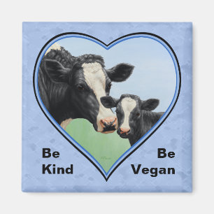 Aimant Holstein Vache & Veau Bleu Coeur Vegan