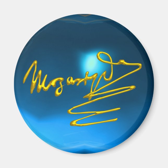 Aimant HOMAGE À MOZART, saphir bleu (Devant)