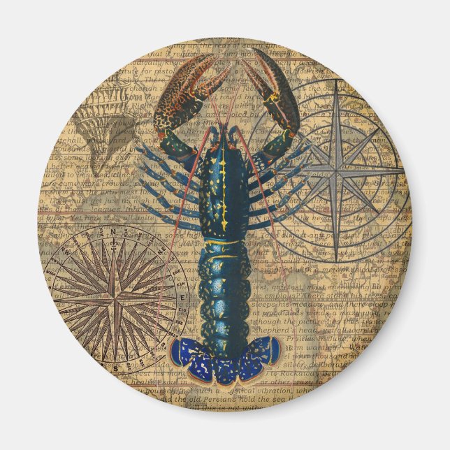 Aimant Homard Coquillages Fruits de mer Maine Classique O (Devant)