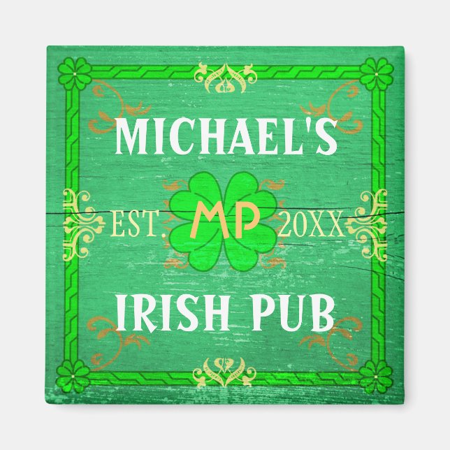 Aimant Home Bar personnalisé Irish Pub Green (Devant)