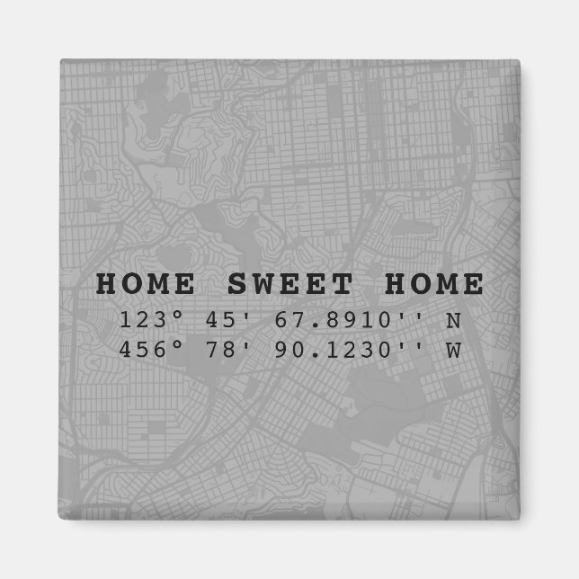 Aimant Home Sweet Home | Carte et coordonnées personnalis (Devant)