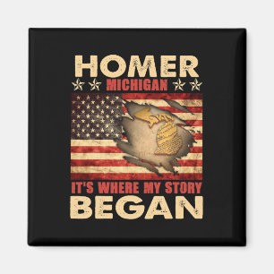 Aimant Homer Michigan Usa Drapeau 4 Juillet 