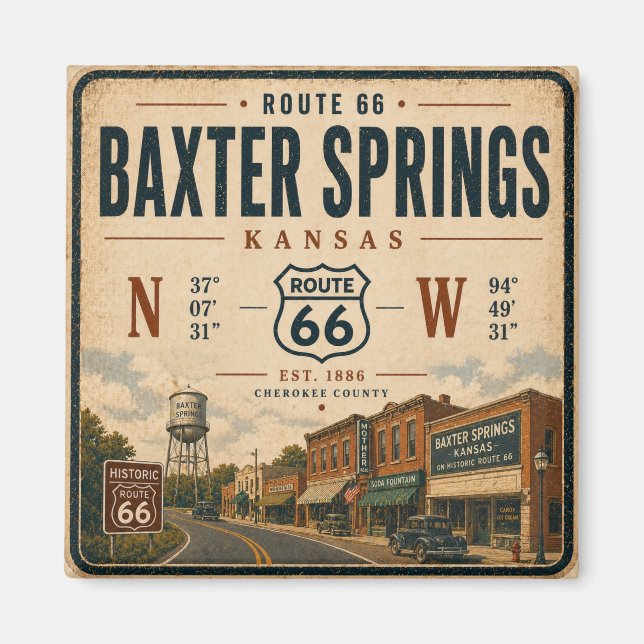 Aimant Hommage patrimonial de la Baxter Springs Highway (Devant)