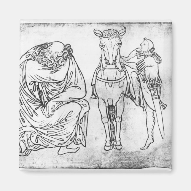 Aimant Homme assis, Chevalier montant son cheval (Devant)