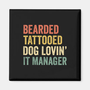 Aimant Homme barbu tatoué amoureux des chiens Manager bar