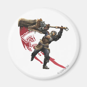 Aimant Homme Hunter avec une grande épée et l'armure de c