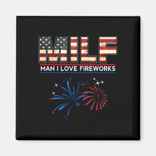 Aimant Homme mec j'aime les feux d'artifice drôle patriot