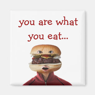 Aimant Homme principal d'hamburger au-dessus de blanc