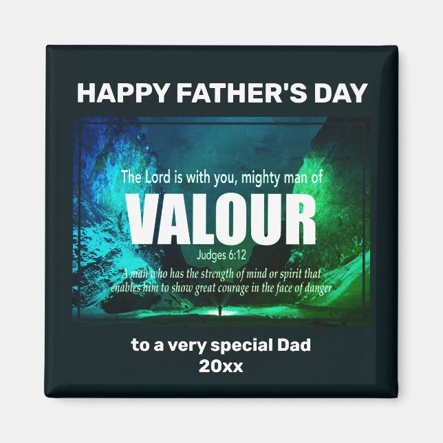 Aimant HOMME PUISSANT DE VALOR Happy Fête des pères (Devant)