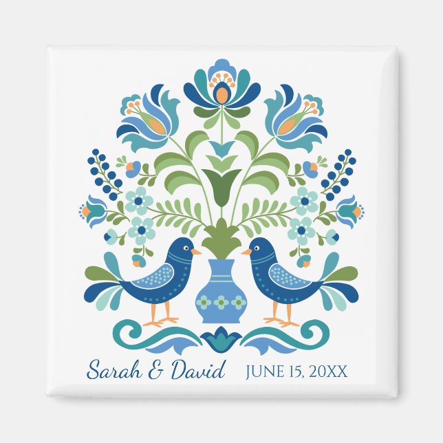 Aimant Hongrois Design Blue Birds (Devant)