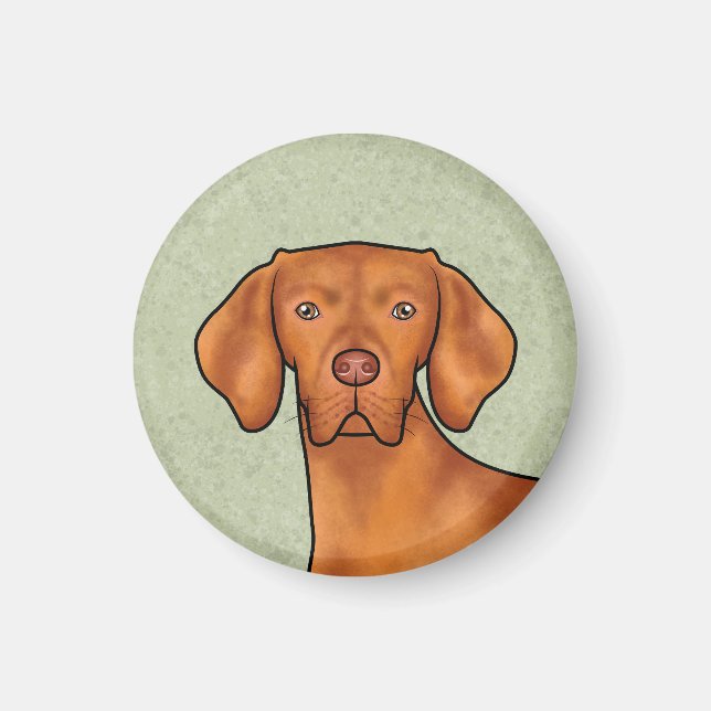 Aimant Hongrois Vizsla Caricature Pointeur Chien vert têt (Devant)