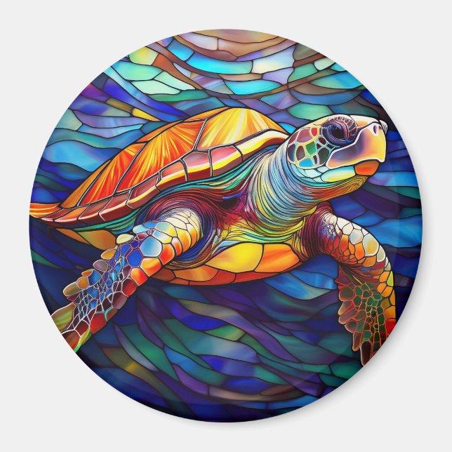 Aimant Honu à la tortue de mer Art en verre tendu (Devant)