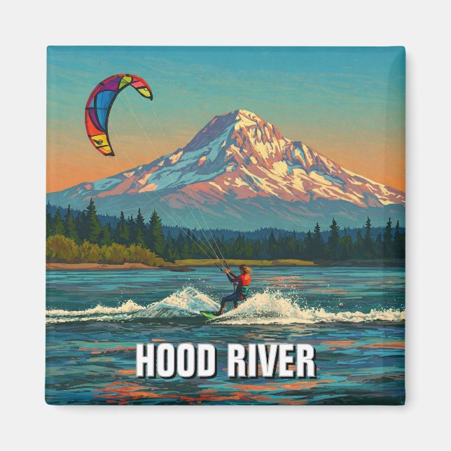 Aimant Hood River Kitesurfing Oregon Travel (Devant)