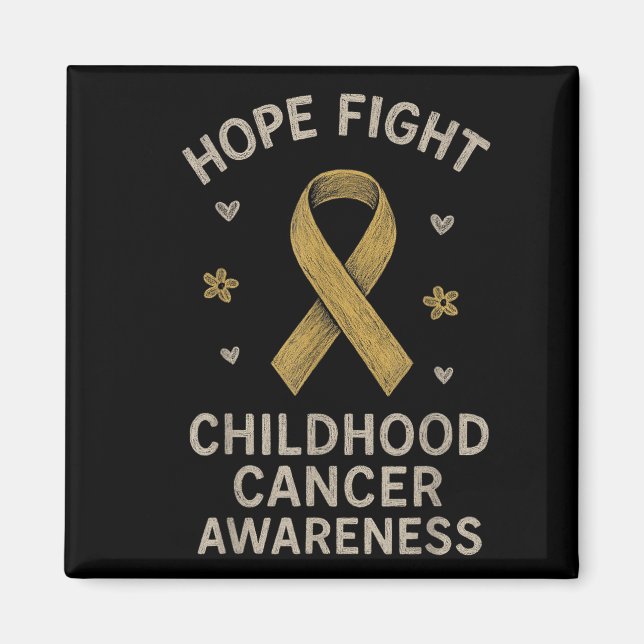 Aimant Hope Fight Shirt Children Cancer Awareness Golden (Devant)