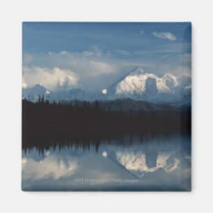 Aimant Horizon de lac mirror avec la forêt et les